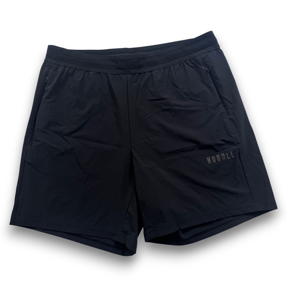 NOBULL Mens Performance Training Shorts Black Mesh Waistband Zip Pockets Large